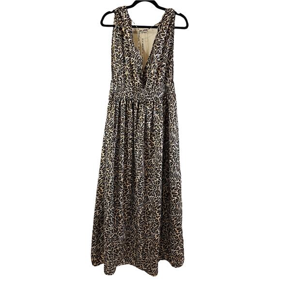 America & Beyond New Maxi Dress Beach Swim Cover Up Leopard Animal Print L Pool - Picture 4 of 11